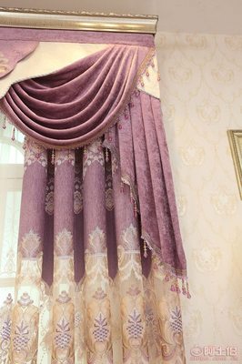 米瀾布藝 歐式客廳臥室紫色雪尼爾繡花窗簾布，廠家直銷打造家居藝術(shù)
